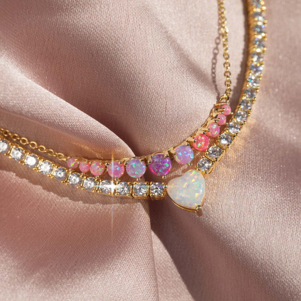 Pink Opal Ombre Cascade Necklace - La Kaiser