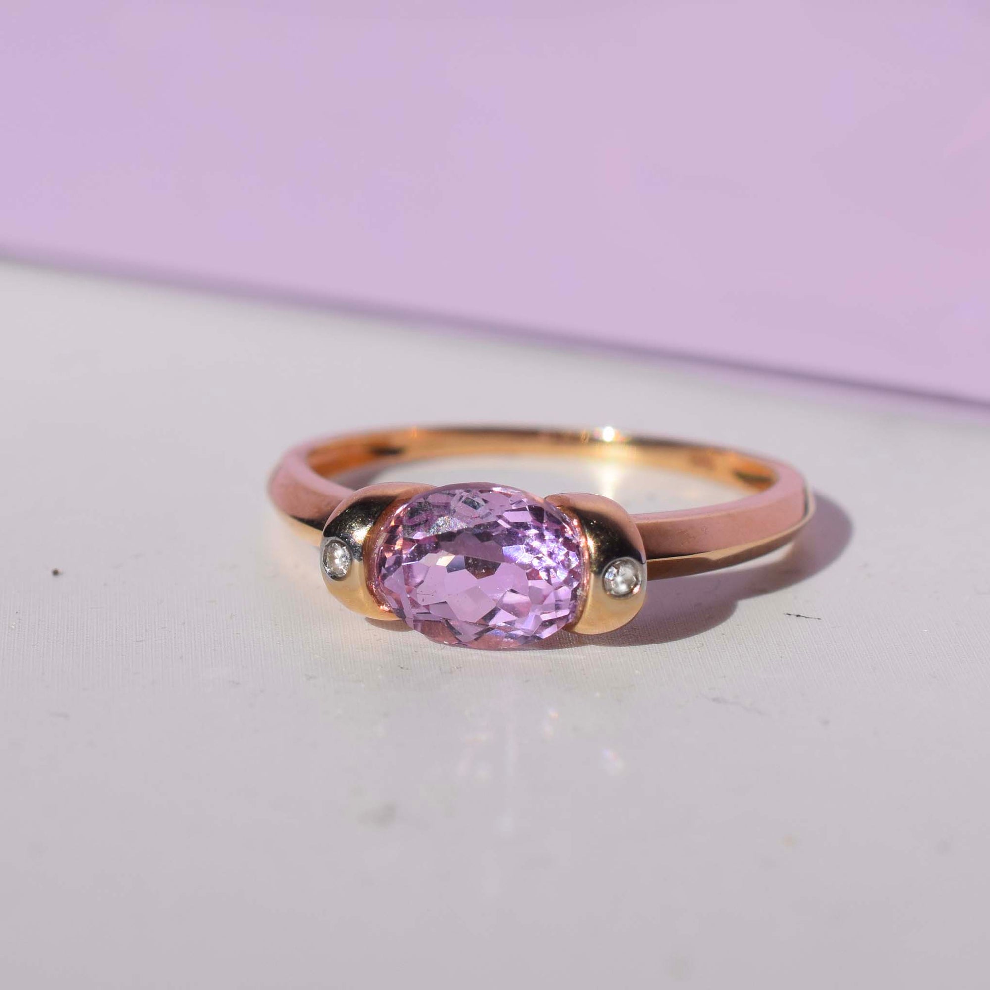 14kt Rose Gold Kunzite & Diamond Mia Ring