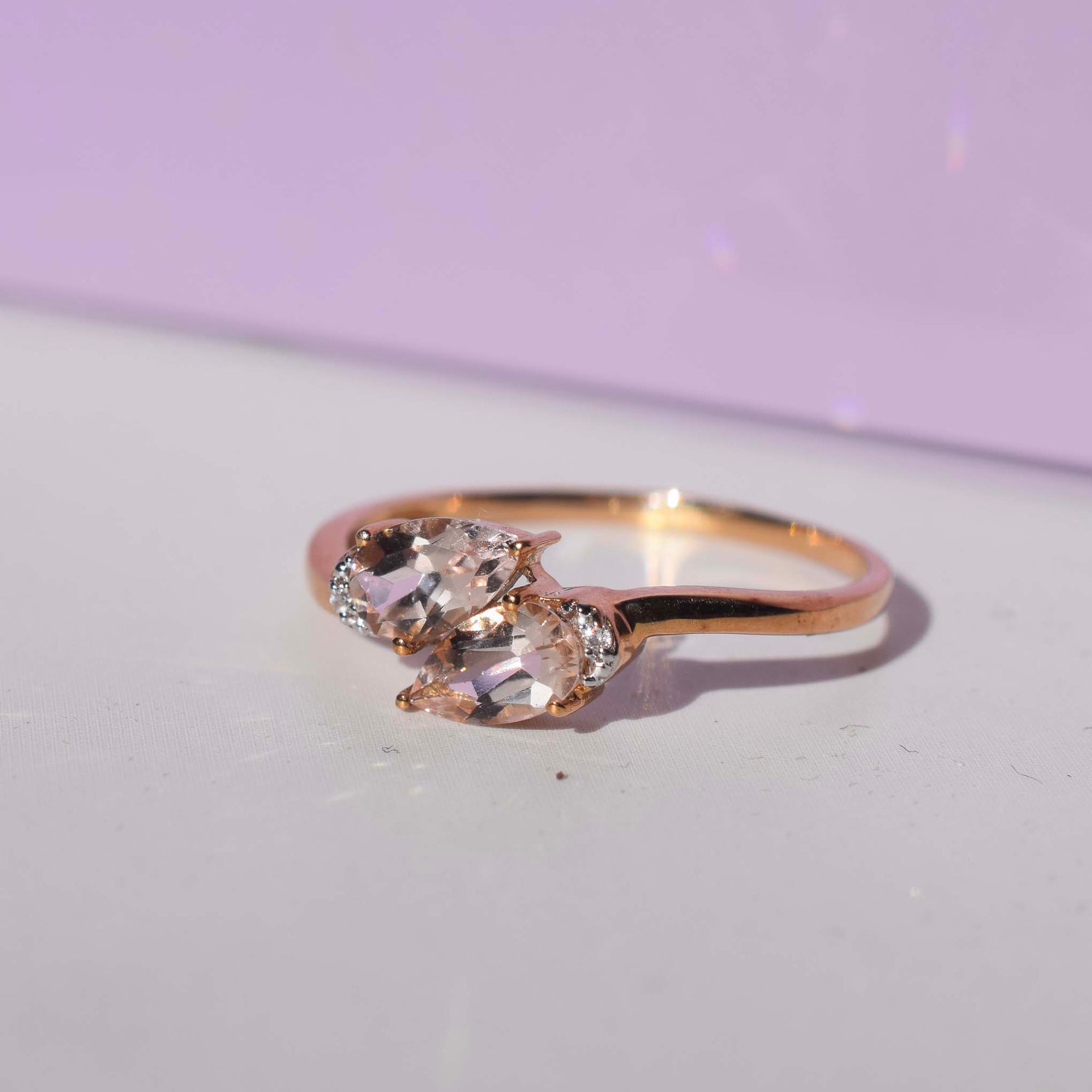 14kt Rose Gold Morganite & Diamond Pearl Via Ring