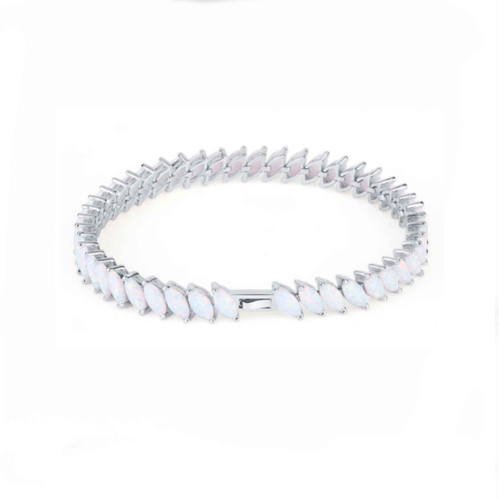 Sterling Silver Opal Fiare Tennis Bracelet