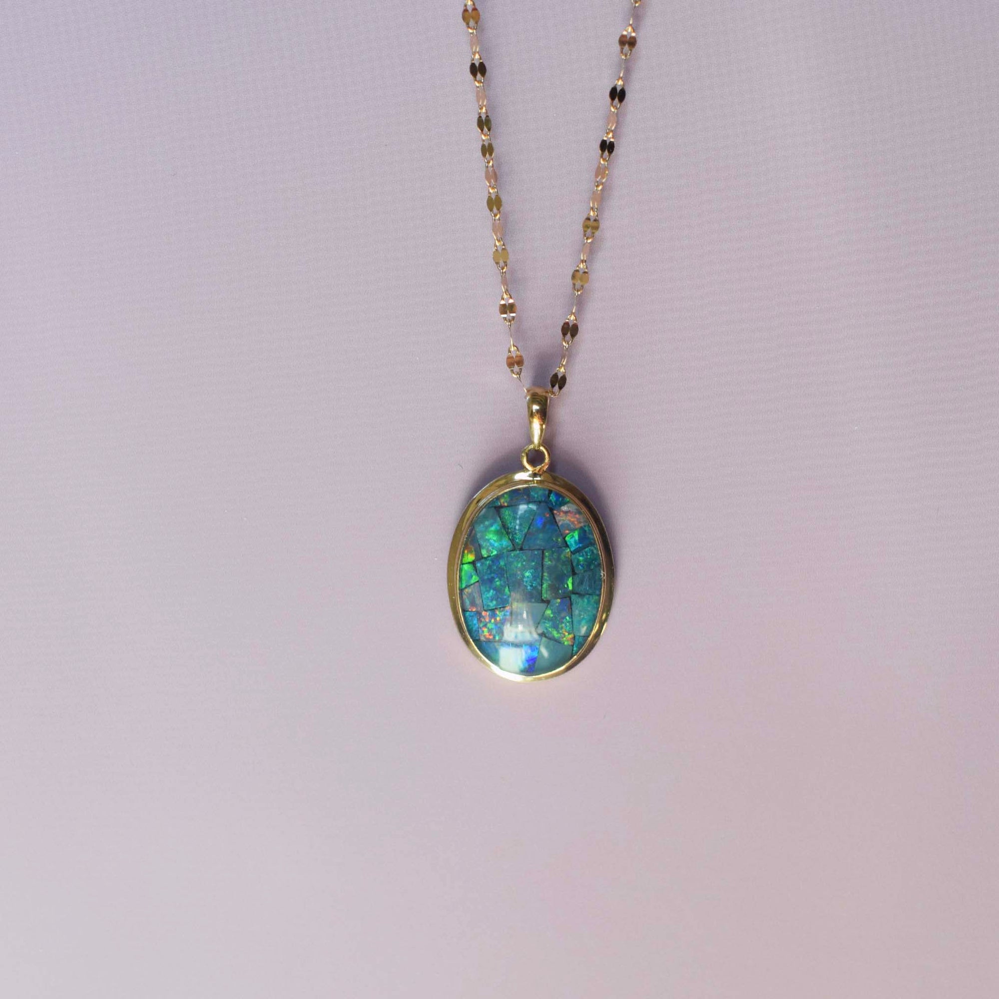 14kt Gold Mosaic Opal Shimmer Pendant