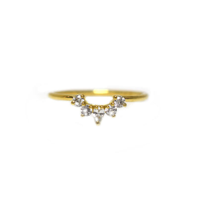Solid Gold Mini Diamond Arc Ring