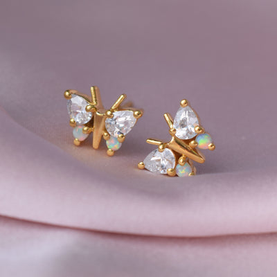 Opal and Diamond Butterfly Belle Studs
