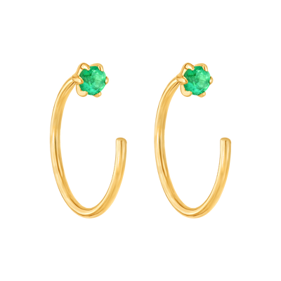 14kt Gold Emerald Mini Emerald Ear Huggers