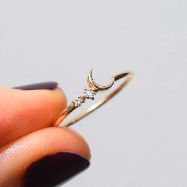 14kt Gold Diamond Moon Ring for Sale | La Kaiser