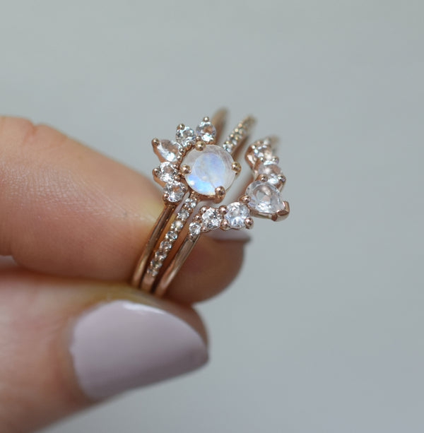 Rose Gold Vermeil Topaz & Moonstone Stacking Ring Set - La