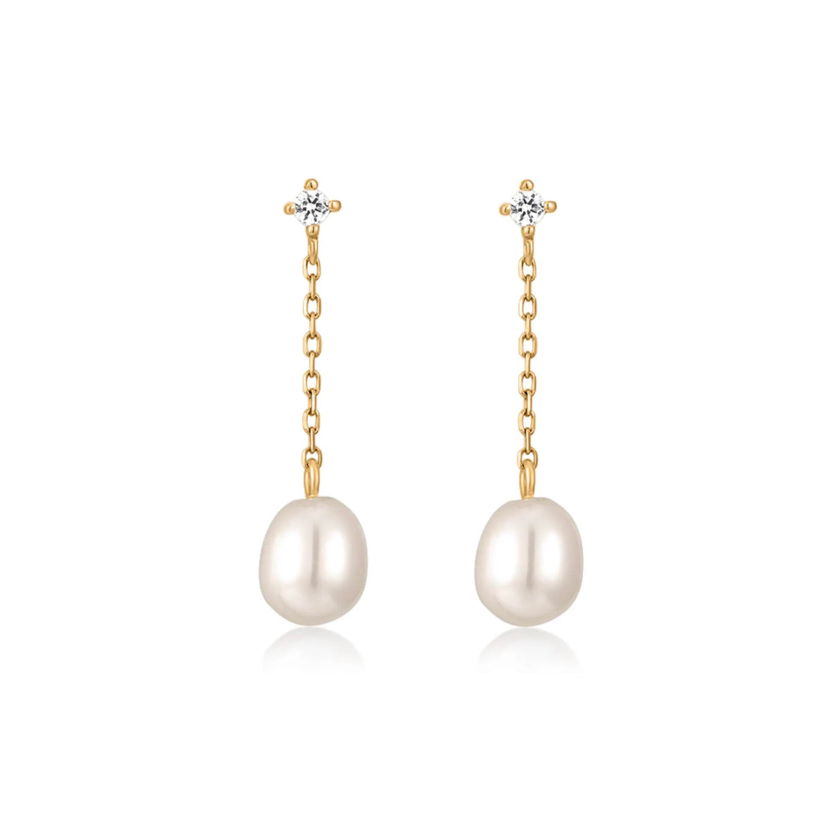 14kt Pearl and Sapphire Droplet Studs