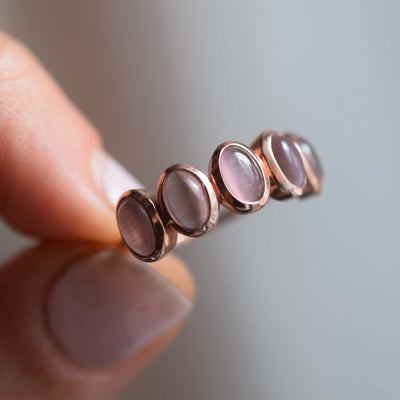 Rose Gold Pink Cats Eye Flow Ring