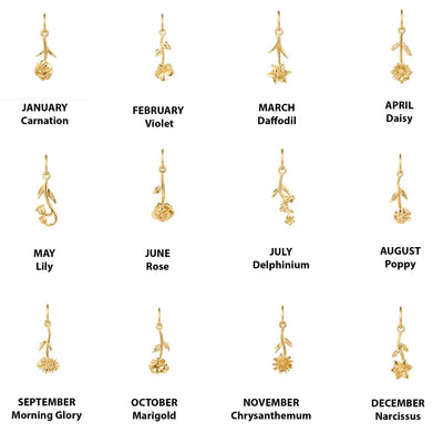 Solid Gold Birth Flower Charm