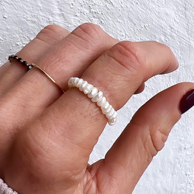 Mini White Seed Pearl Ring