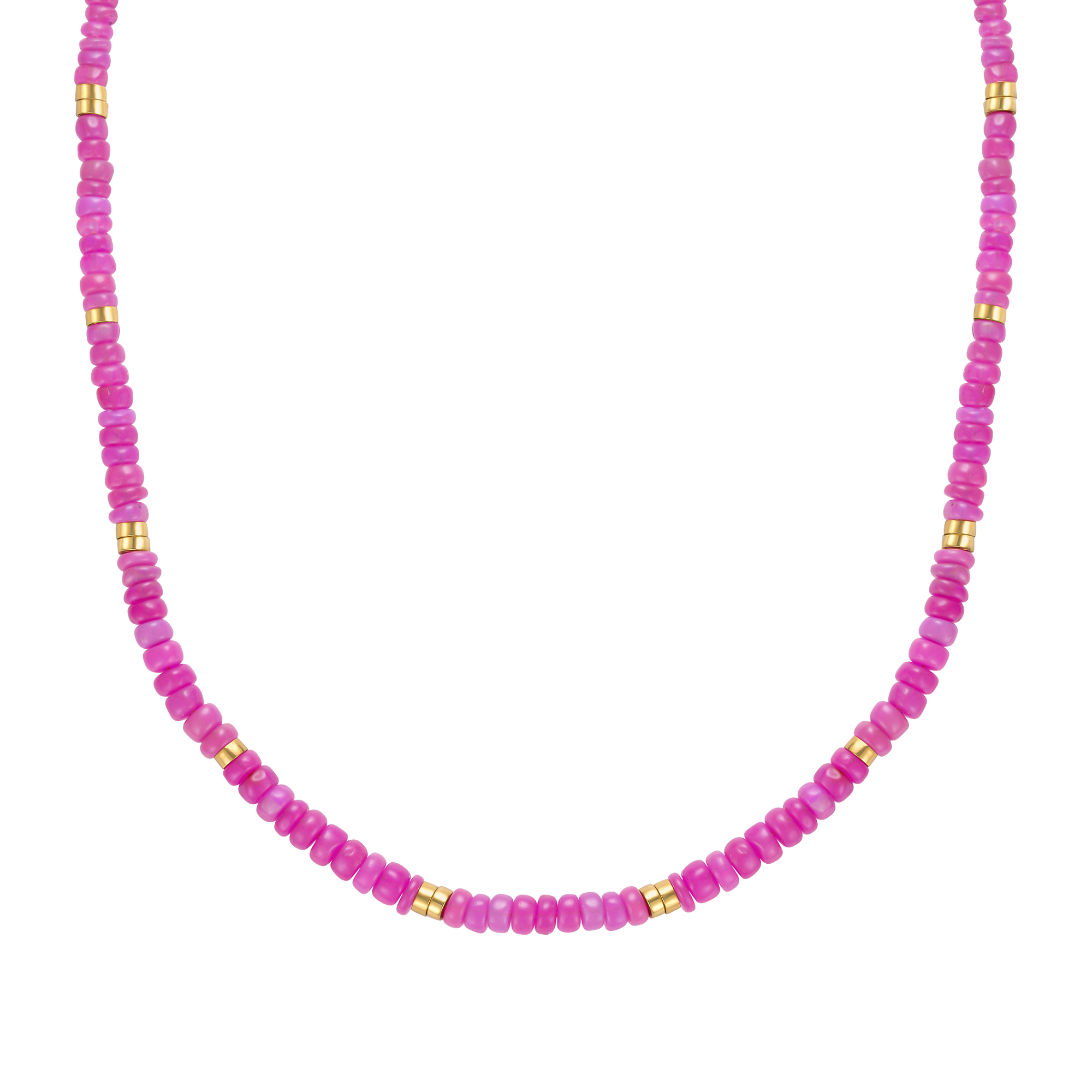 Pink Ethiopian Opal Beaded Cancun Necklace