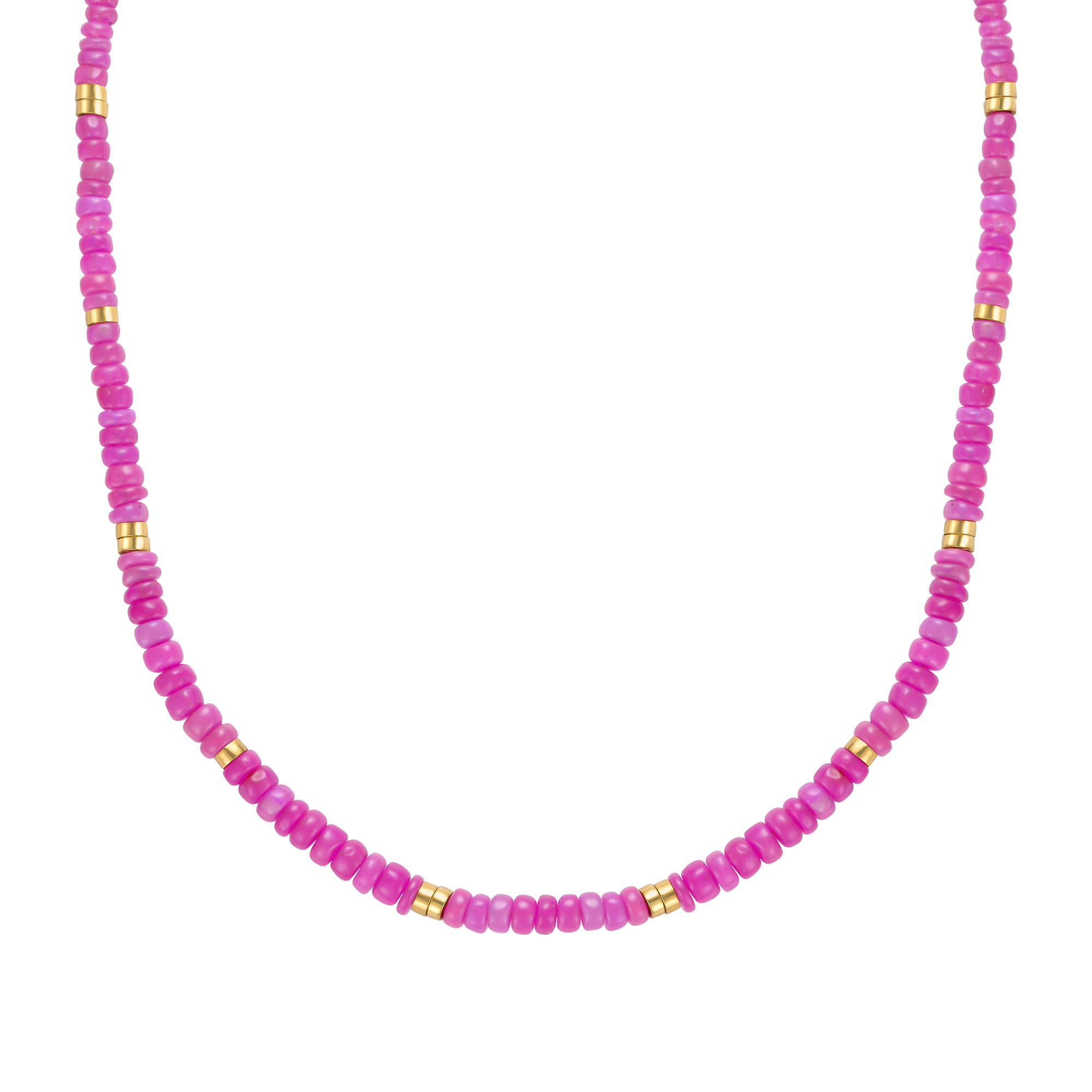 Pink Ethiopian Opal Beaded Cancun Necklace La Kaiser