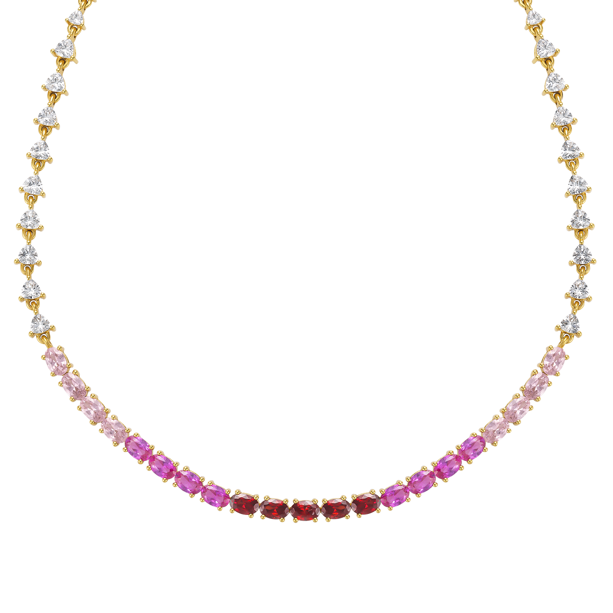 Ombre Pink Topaz and Garnet Grande Tennis Necklace