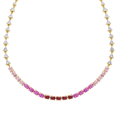 Ombre Pink Topaz and Garnet Grande Tennis Necklace