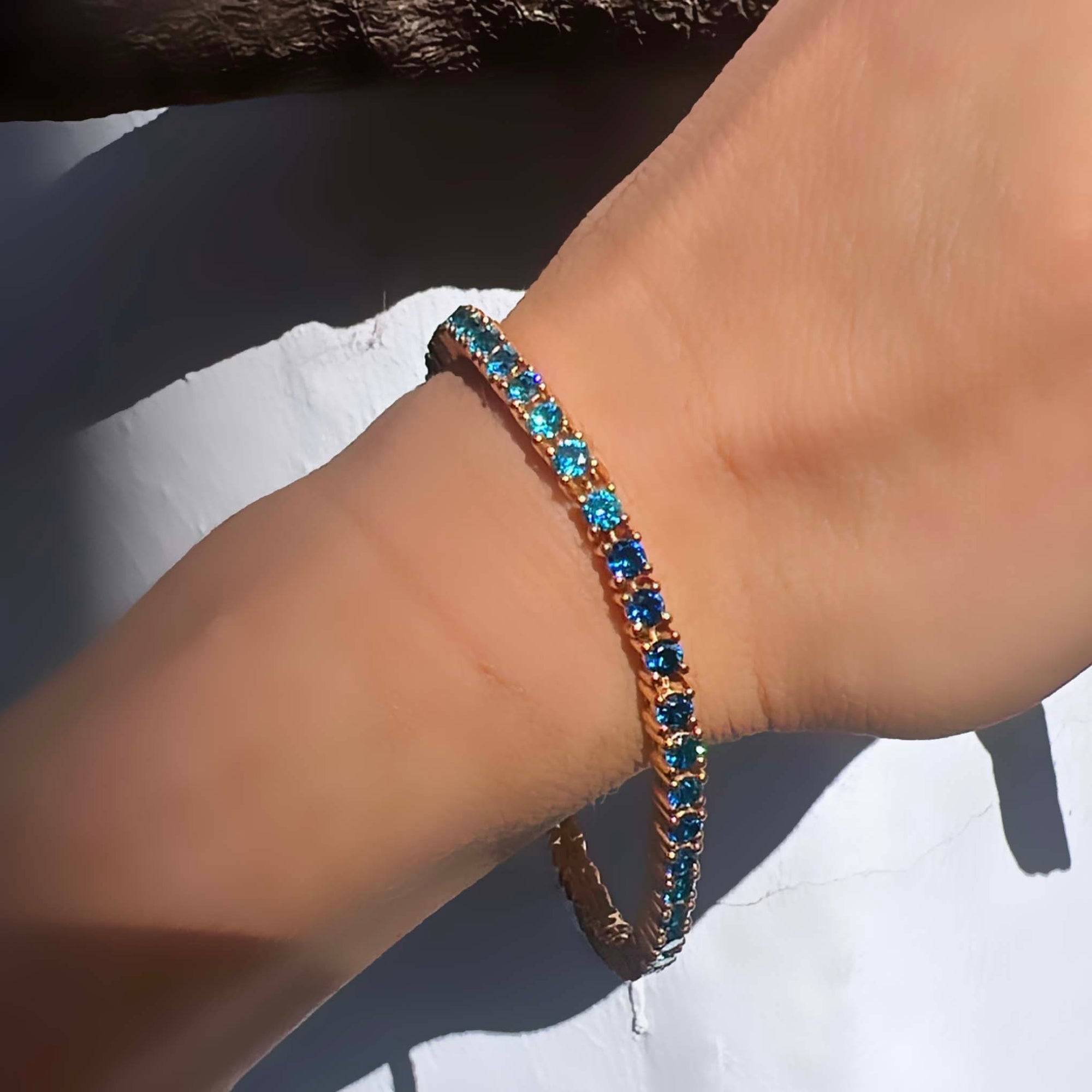 Princess Cut Blue Topaz Tennis Bracelet | Braverman Jewelry