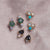 14kt Rose Gold Moss Agate & Moissanite Triage Studs
