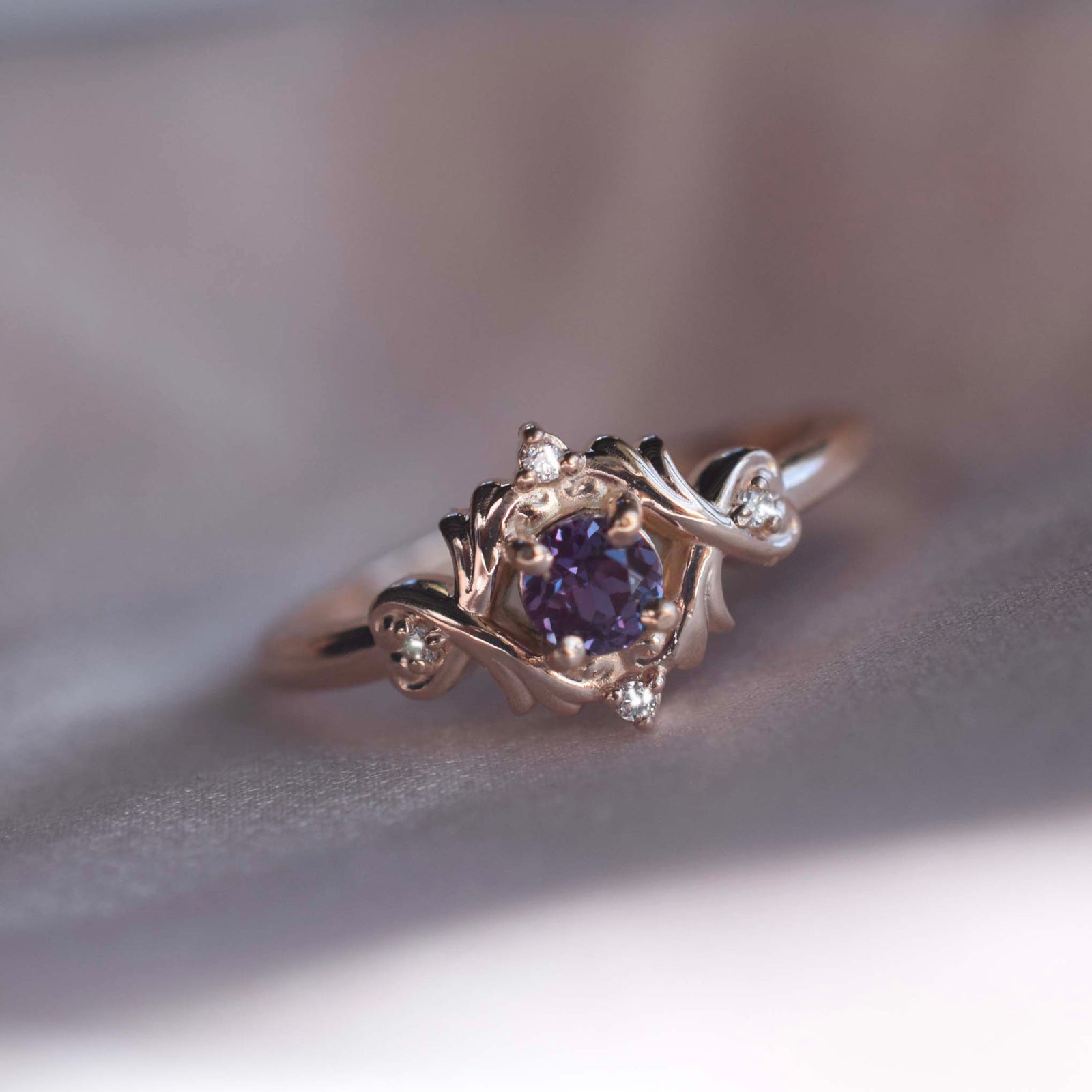 Rose Gold Alexandrite & Sapphire Enchanted Dream Ring