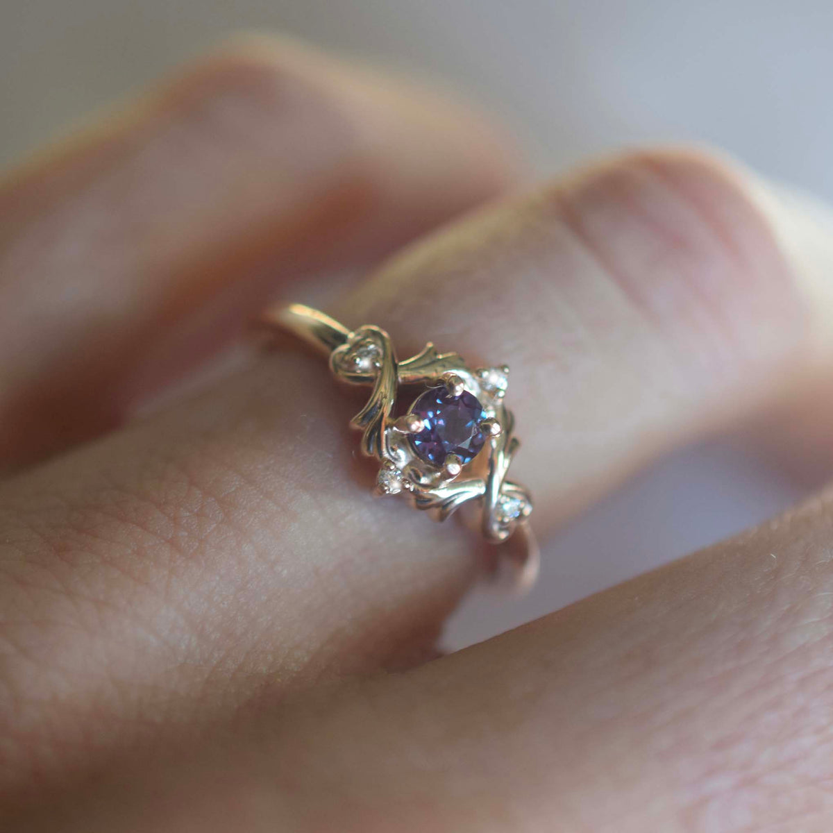 Rose Gold Alexandrite & Sapphire Enchanted Dream Ring