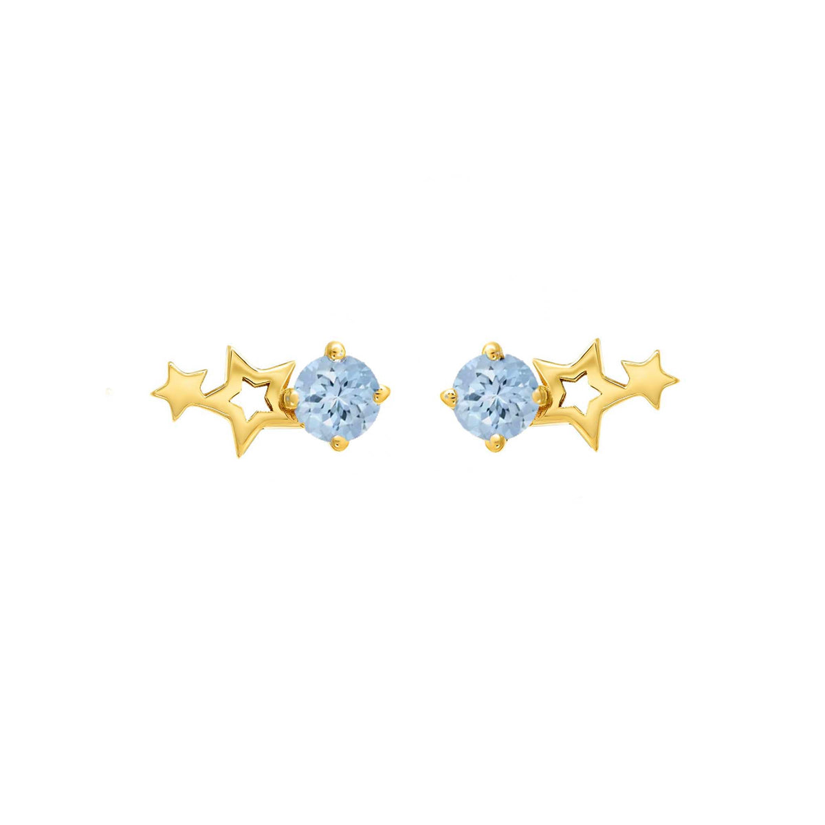 Solid Gold Celestial Birthstone Stud Earrings