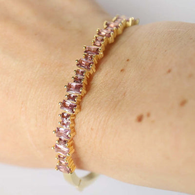 Golden Rhodolite Leaves Fall Bangle