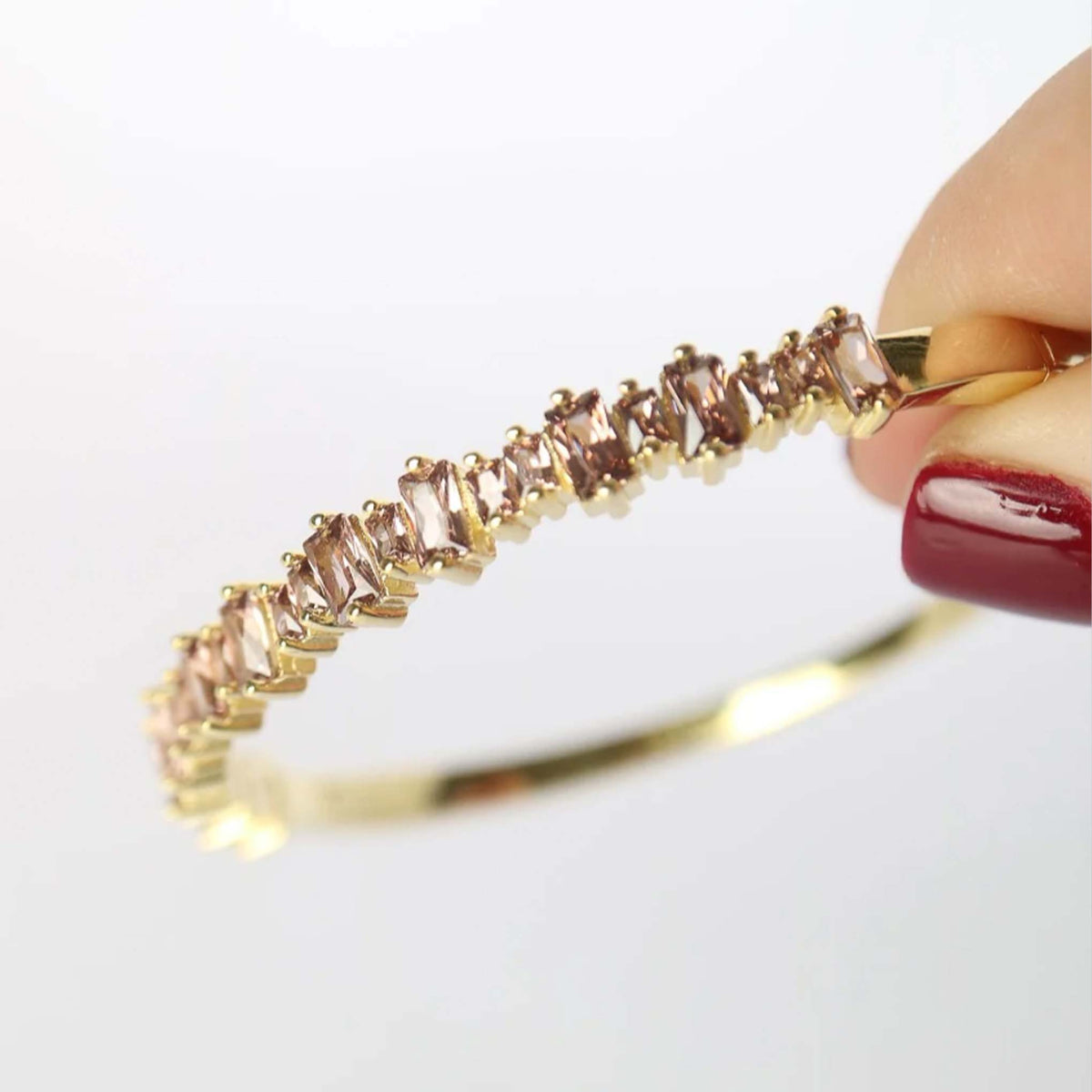 Golden Rhodolite Leaves Fall Bangle