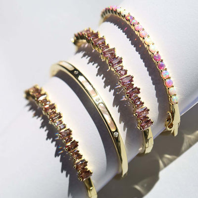 Golden Rhodolite Leaves Fall Bangle