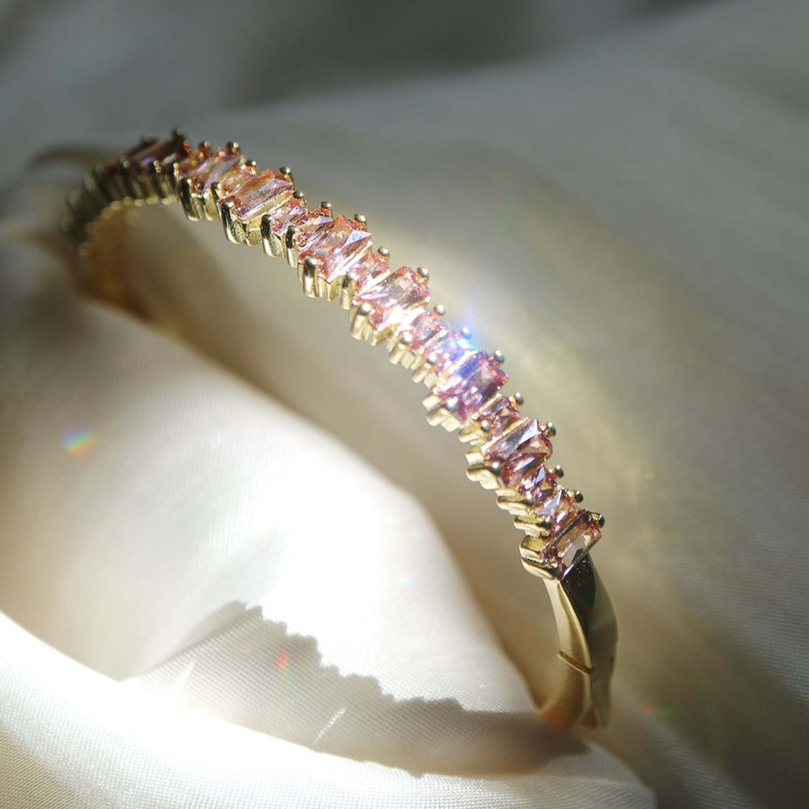 Golden Rhodolite Leaves Fall Bangle