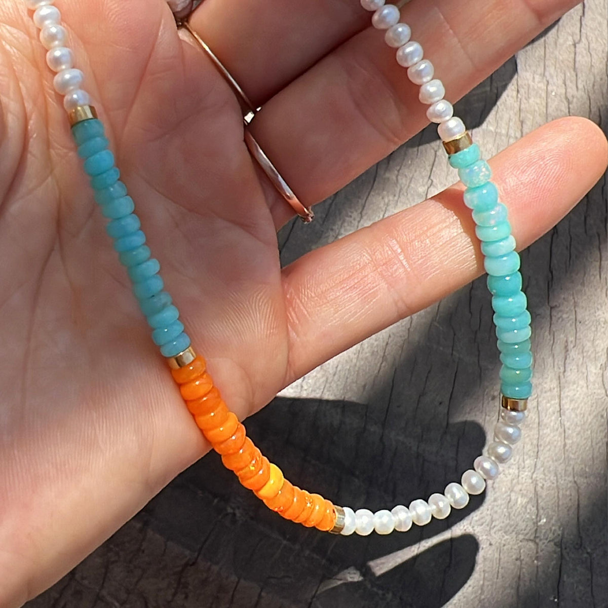 Opal, Pearl and Amazonite Cabo Pendant