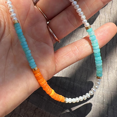Opal, Pearl and Amazonite Cabo Pendant