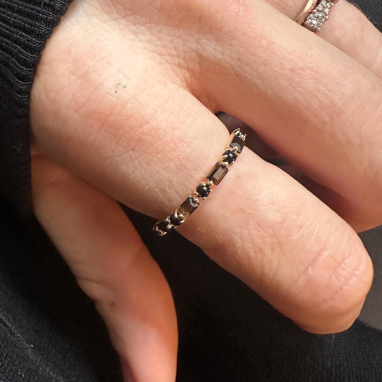 14kt Smoky Quartz & Black Agate Bridge Ring