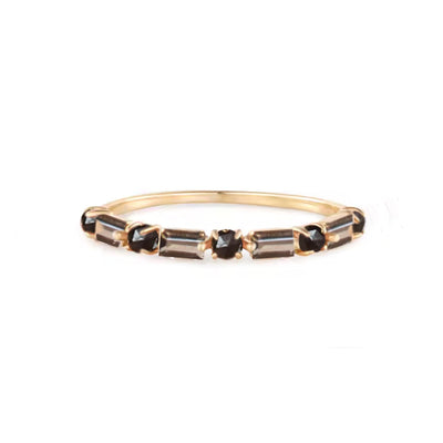 14kt Smoky Quartz & Black Agate Bridge Ring