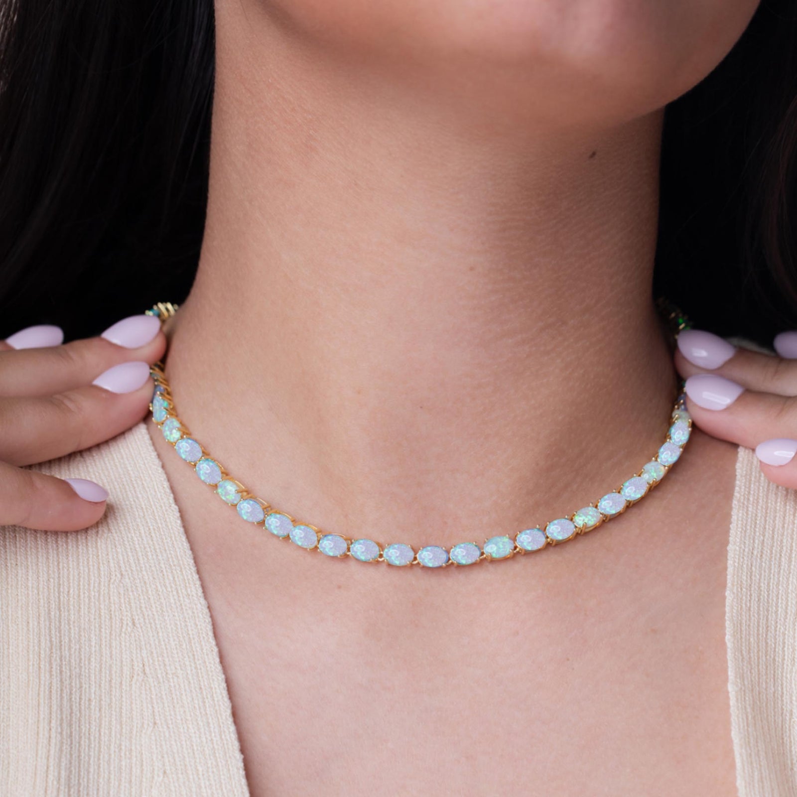 Baby Blue Opal Eternal Tennis Necklace