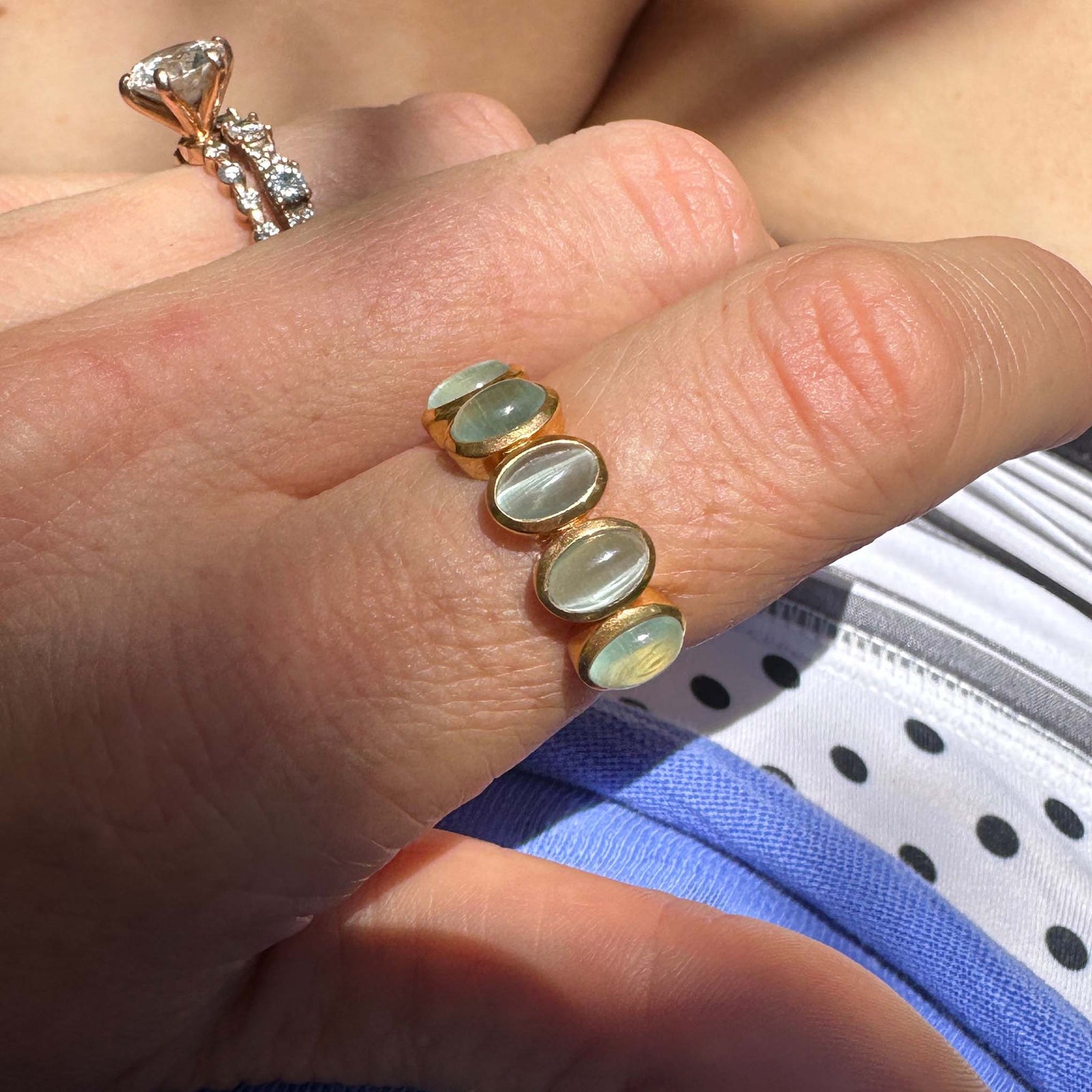 Sky Blue Cats Eye Flow Ring