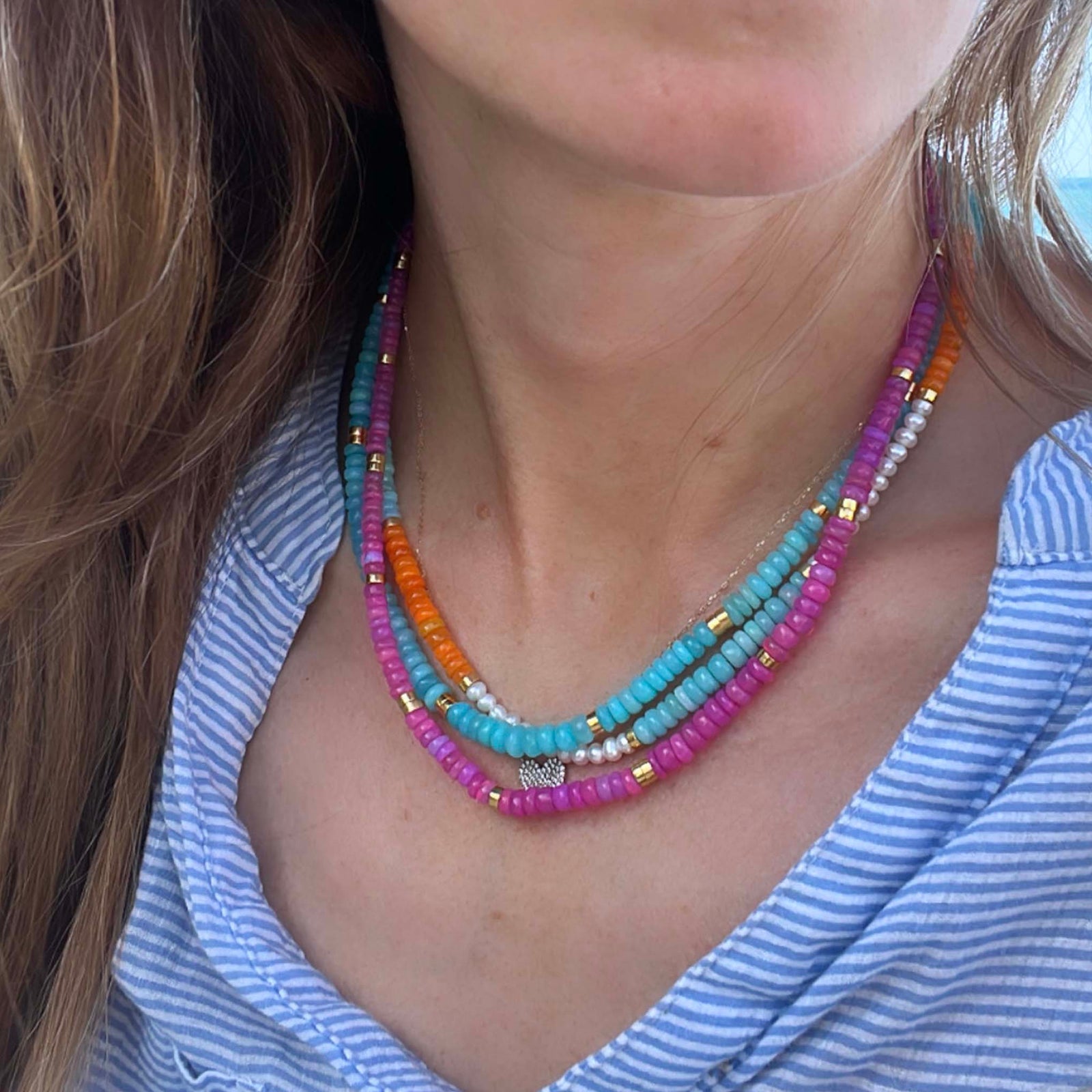 Amazonite Beaded Lilly Pendant