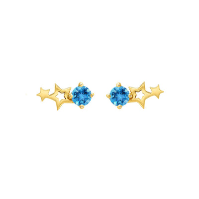 Solid Gold Celestial Birthstone Stud Earrings