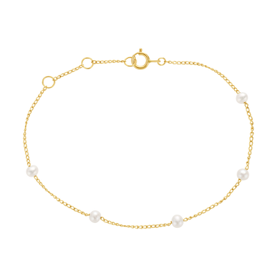 14kt Gold Minimalist Pearl Bracelet