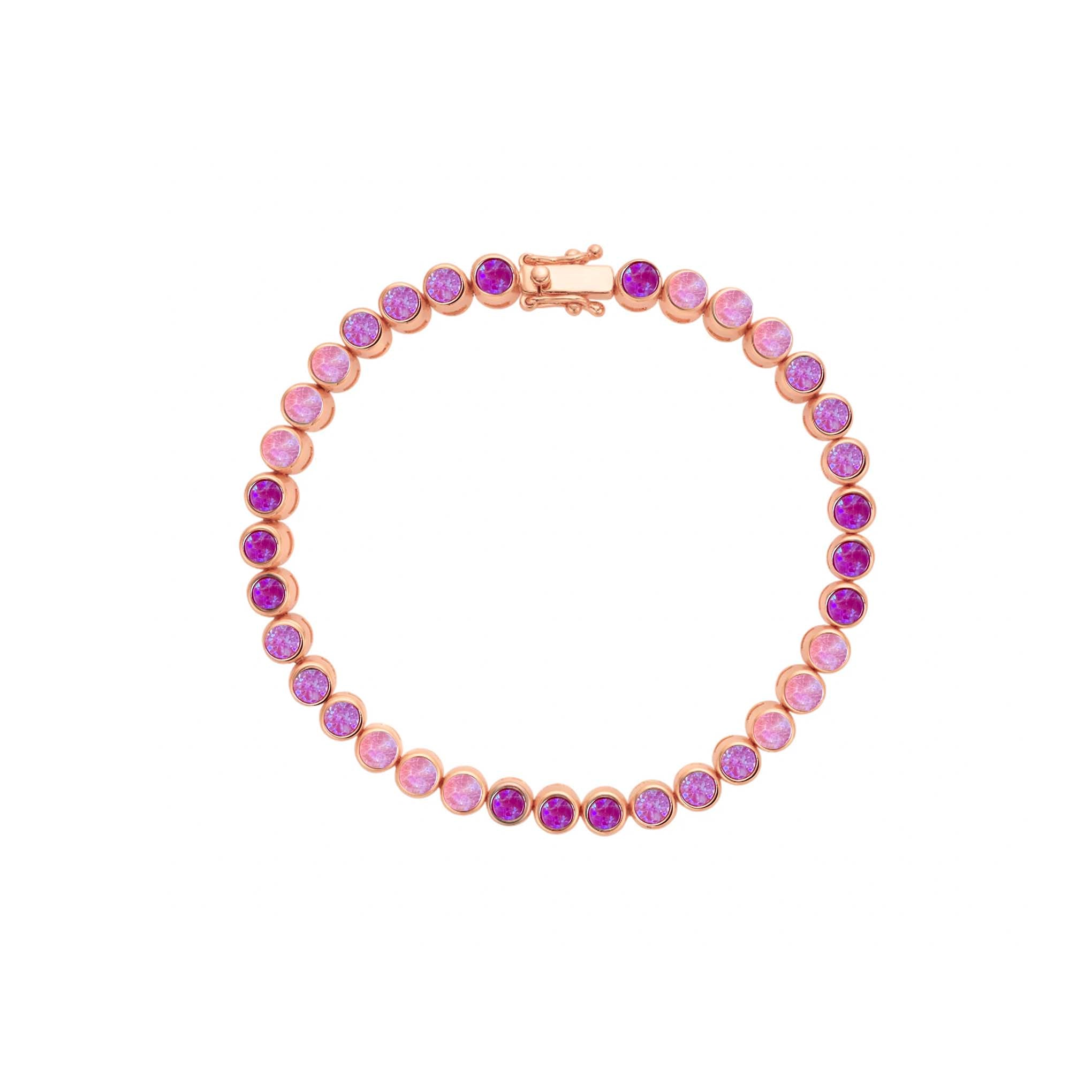 Rose Gold Pink Opal Ombre Tennis Bracelet - La Kaiser