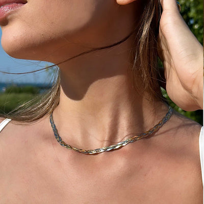 Mixed Metal Braided Necklace