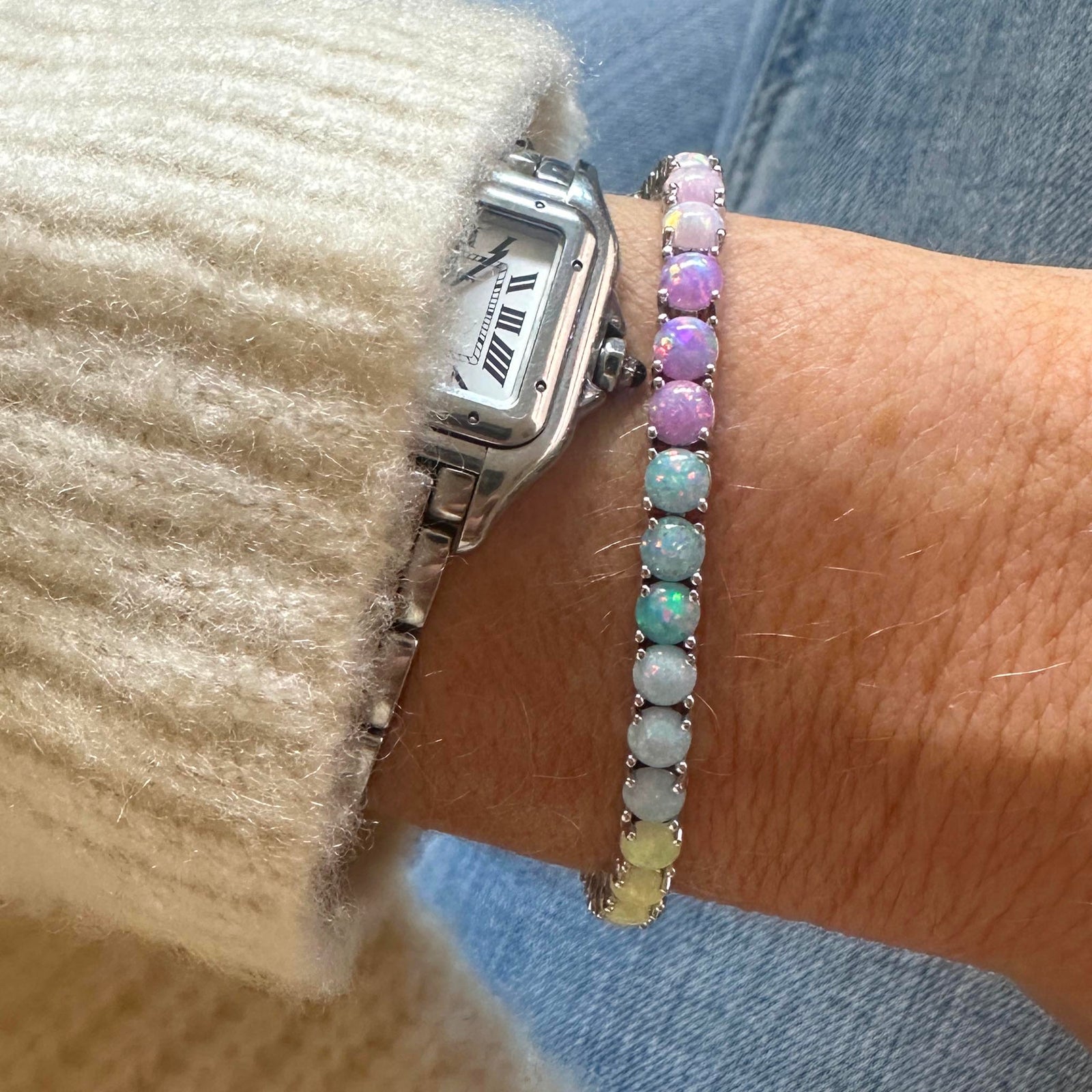 Sterling Silver Opal Ombre Riviera Bracelet