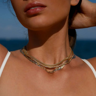 Mixed Metal Braided Necklace