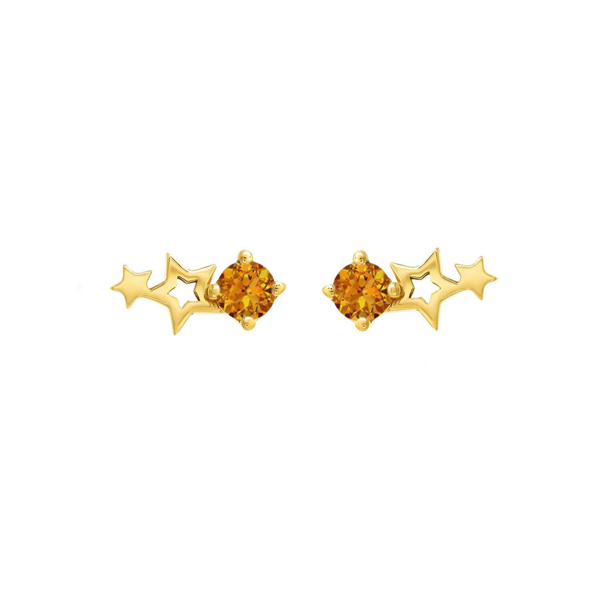 Solid Gold Celestial Birthstone Stud Earrings