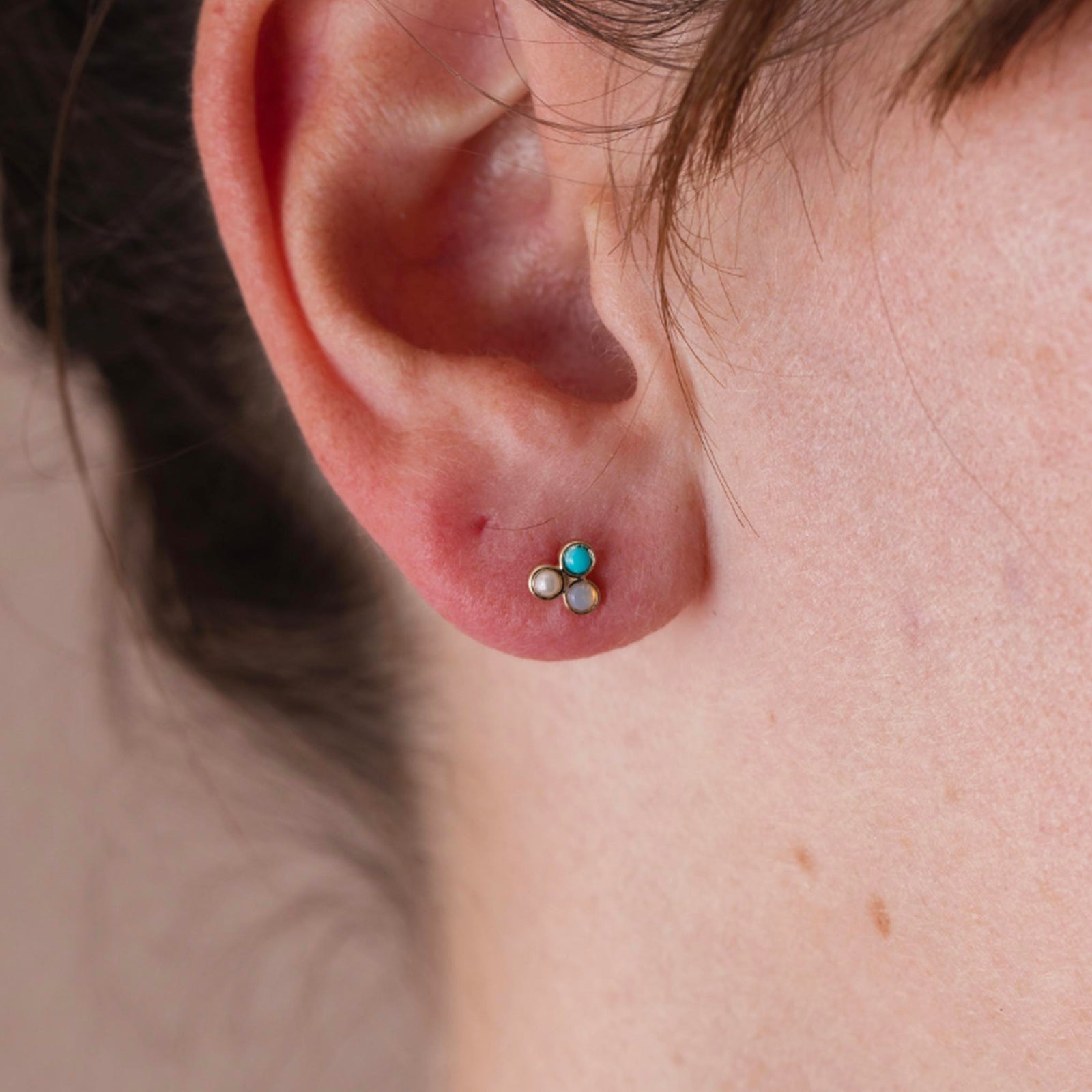 14kt Gold Pastel Hue Trio Studs