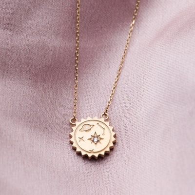 9kt Gold Diamond Medallion Compass Pendant