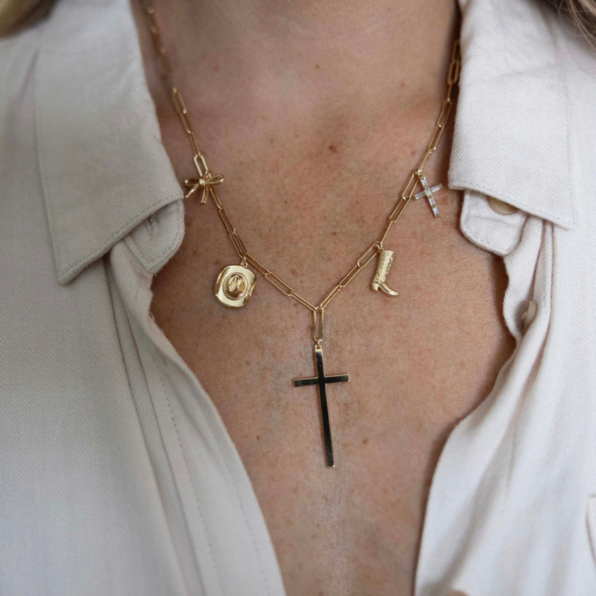 The Laura Cross Charm Necklace