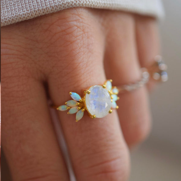 Rainbow Moonstone & Opal Candy Crush Ring