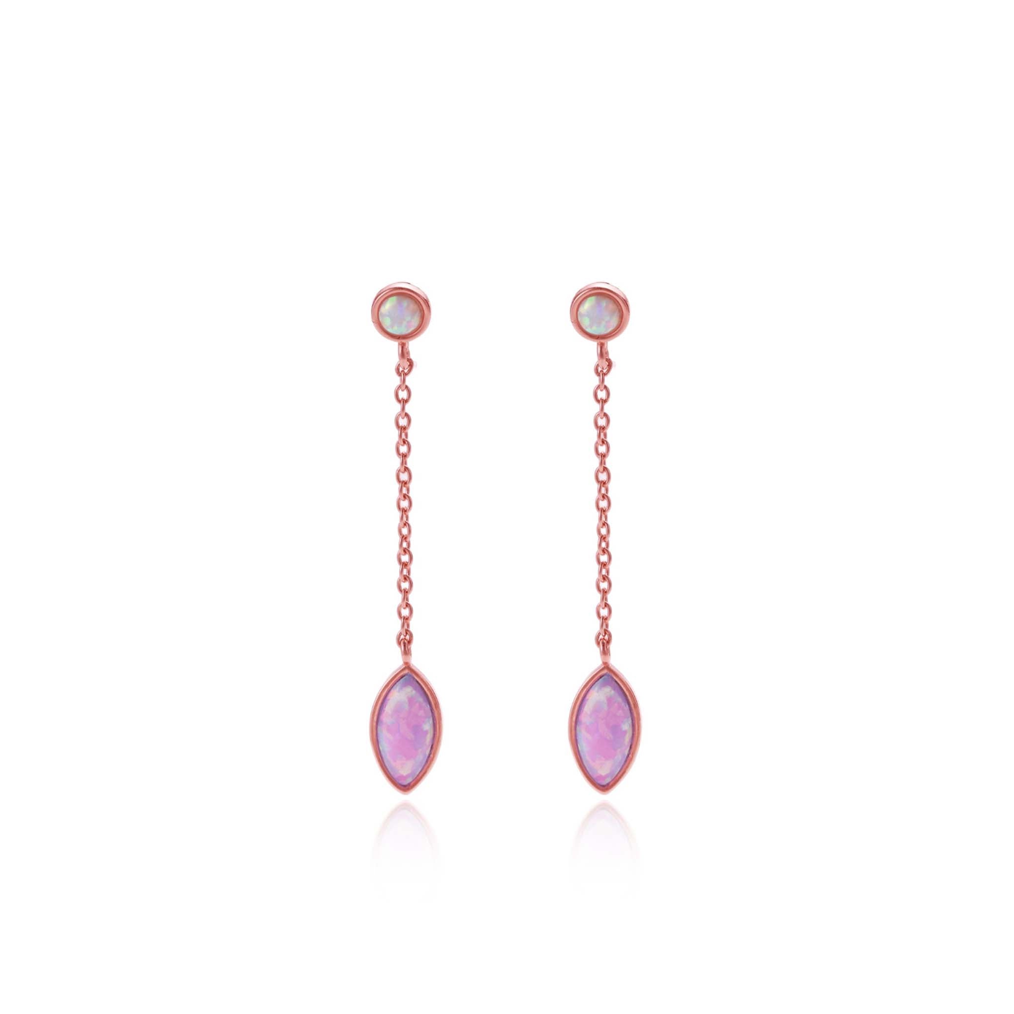 Rose Gold Opal Dew Drop Studs - La Kaiser