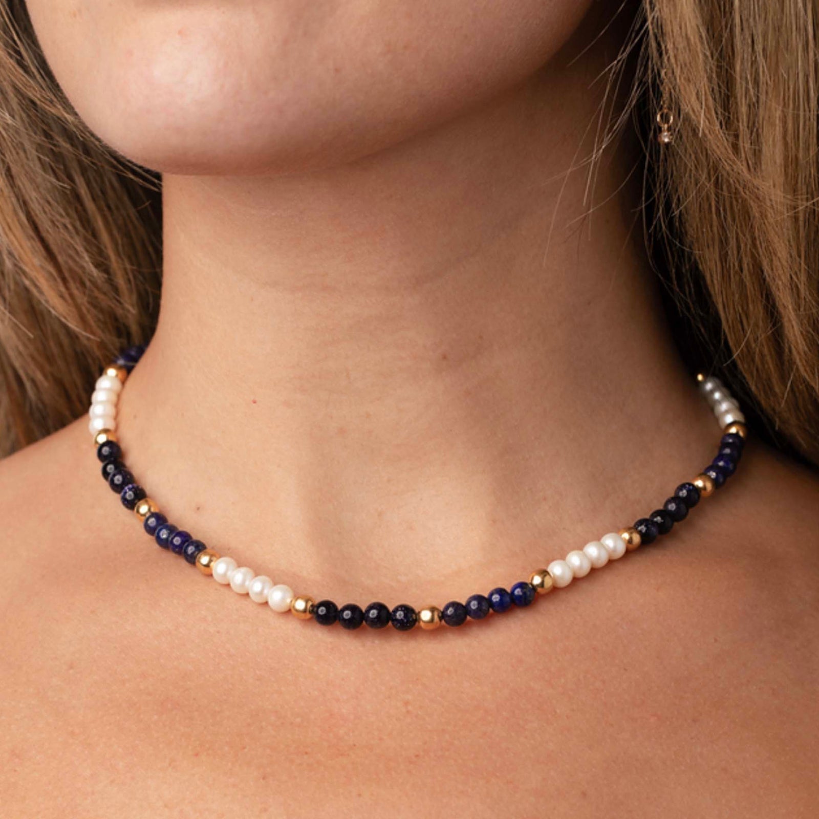 Sunstone and Pearl Beaded Lunar Pendant