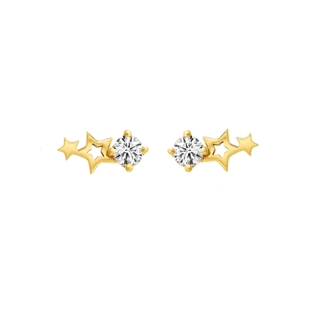 Solid Gold Celestial Birthstone Stud Earrings