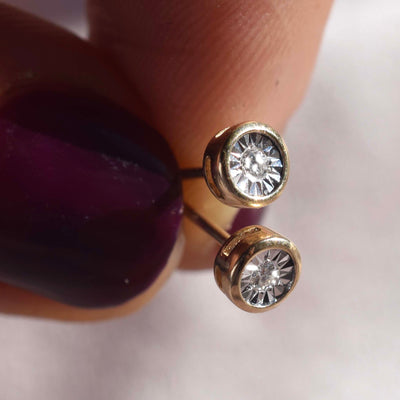 14kt Diamond Illusion Studs