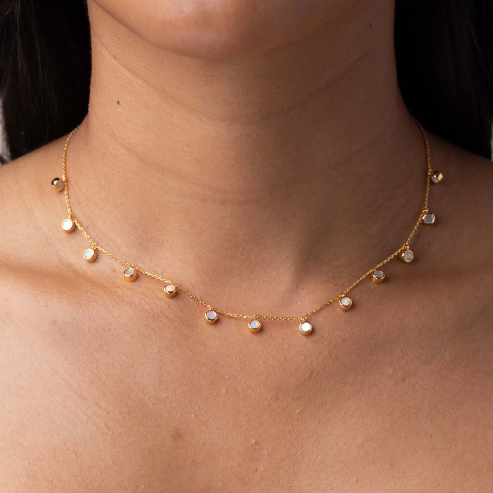 Opal & Mother of Pearl Shimmer Disc Pendant